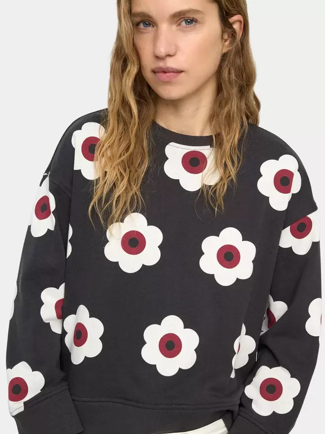 Cotton printed floral sweatshirt
