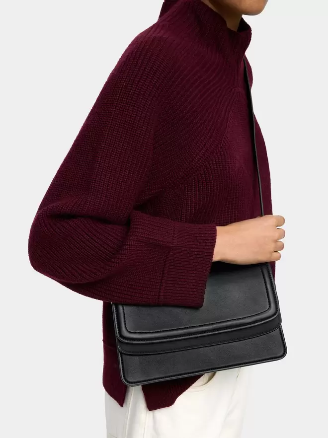 Crossbody bag with double flap