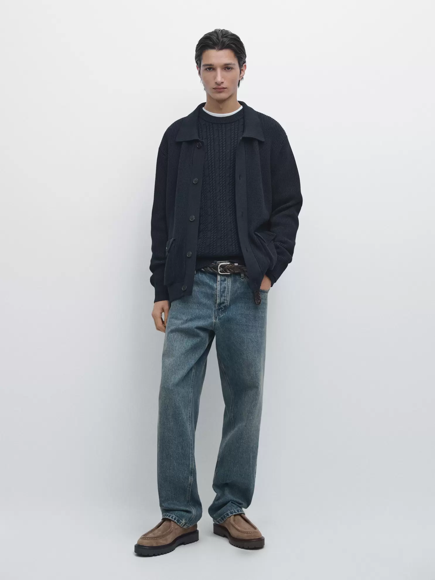 Cotton knit cardigan with pockets