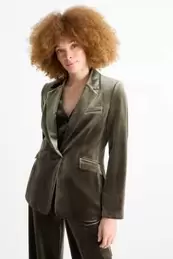 Long velvet blazer - regular fit