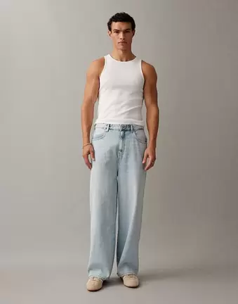 ONLY & SONS Carl super baggy jean in light wash blue