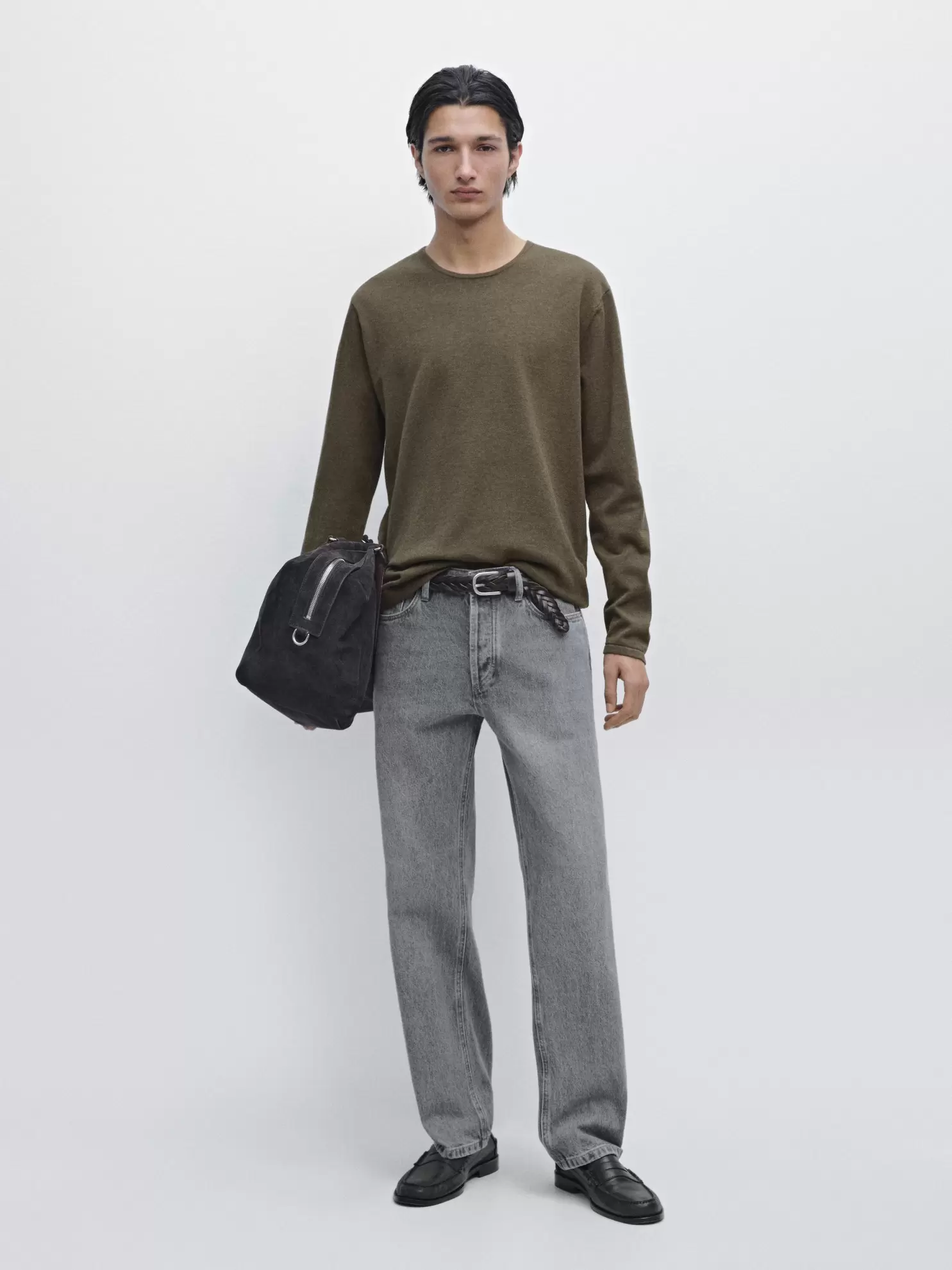 Cotton round neck knit sweater