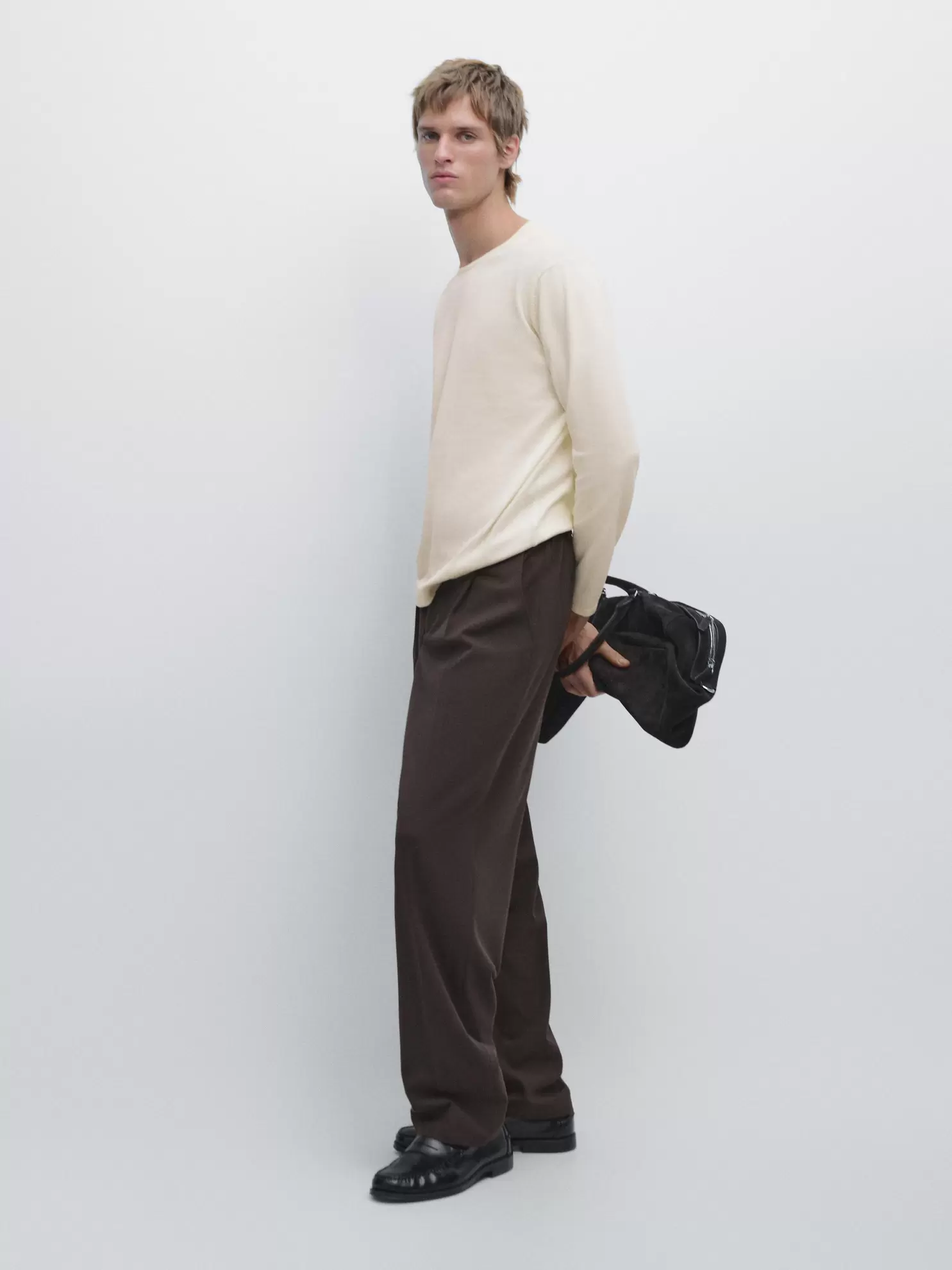 Cotton round neck knit sweater