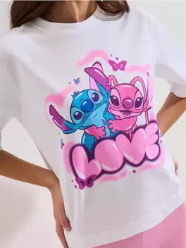Pamut póló rövid ujjal Lilo & Stitch
