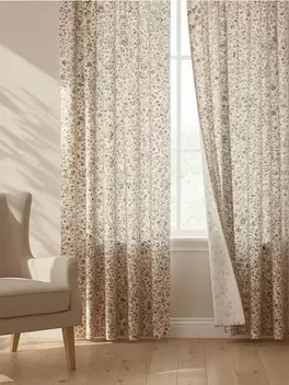 Függönyszett ráncolószalaggal, virágmintával 2 pack