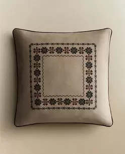 EMBROIDERED COTTON CHRISTMAS CUSHION COVER