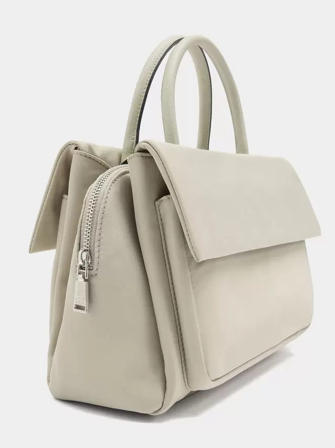 Nylon tote bag with double flap