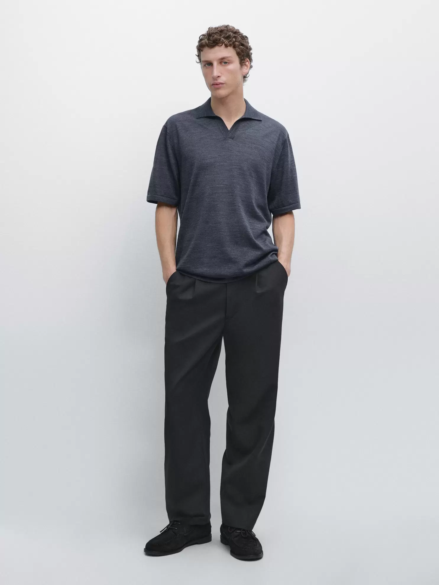 Knit V-neck polo shirt