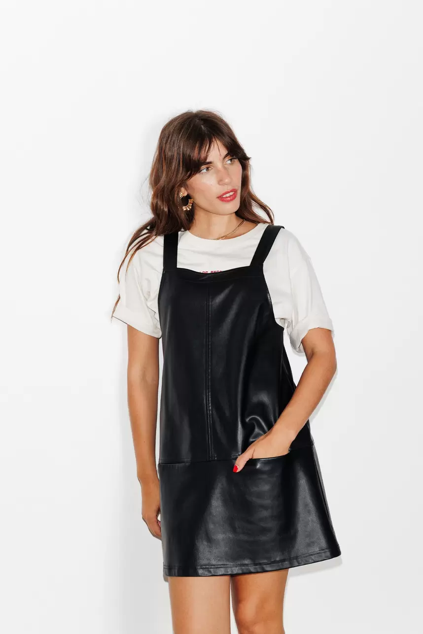 Short faux leather dress