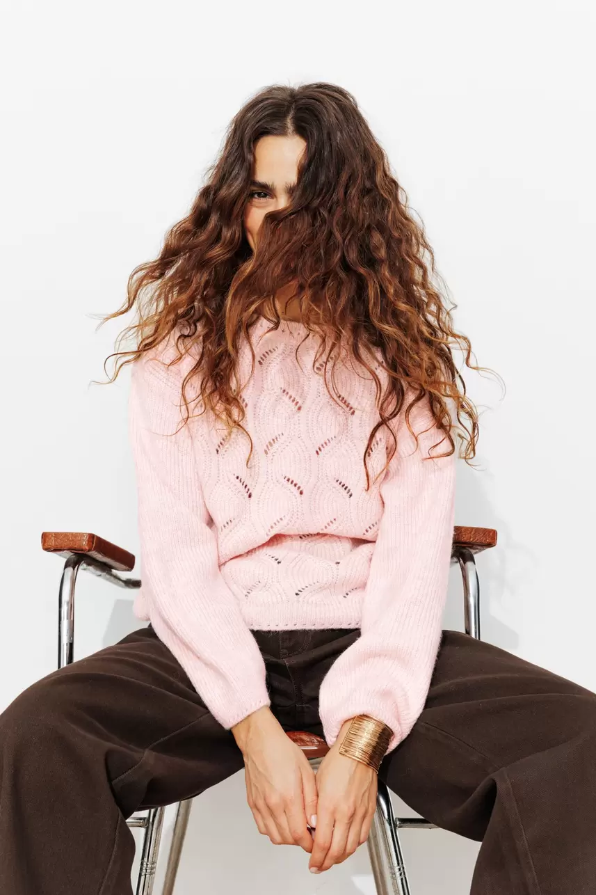 Openwork cable-knit jumper