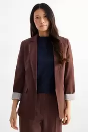 Long blazer - regular fit - linen blend