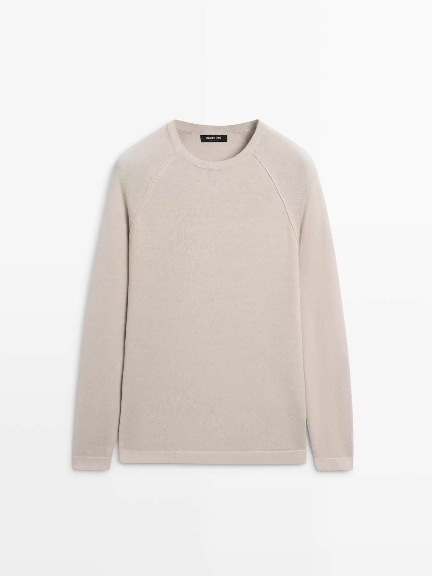 Linen blend knit crew neck sweater