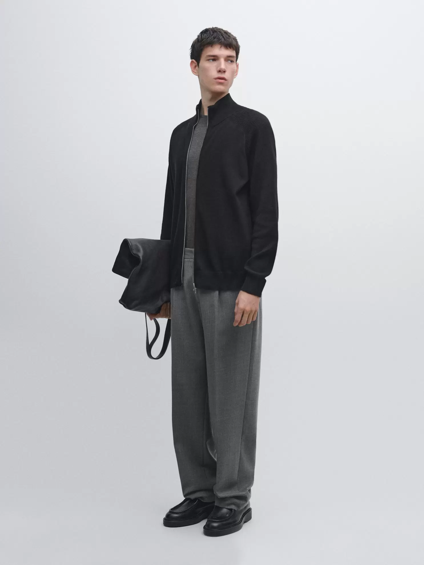 Knit cotton blend cardigan with raglan sleeves