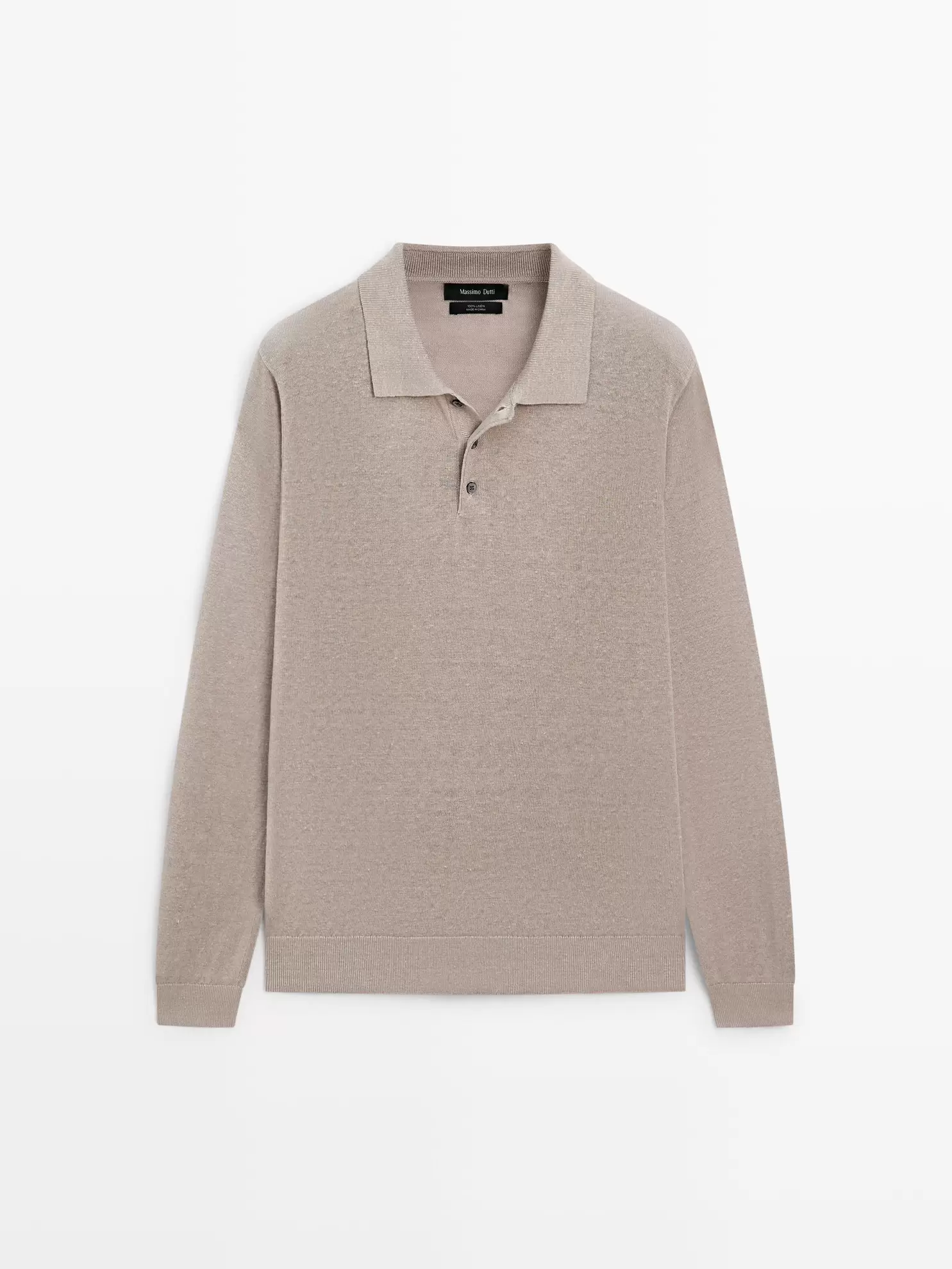 Linen polo collar knit sweater