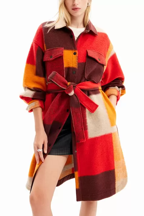 Checked overshirt coat