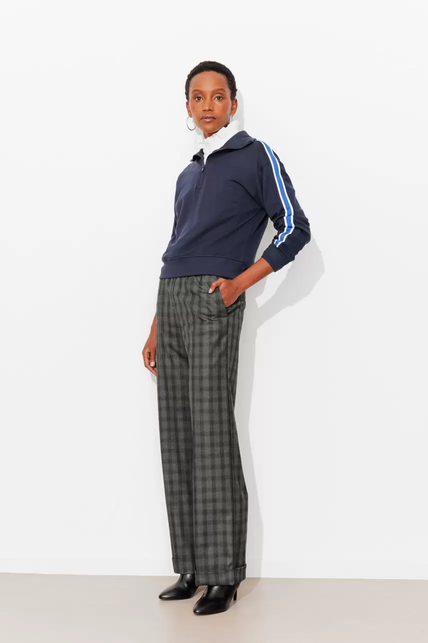Wideleg checked trousers