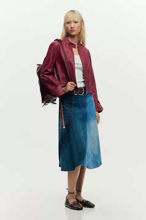 Jacket combined leather effect