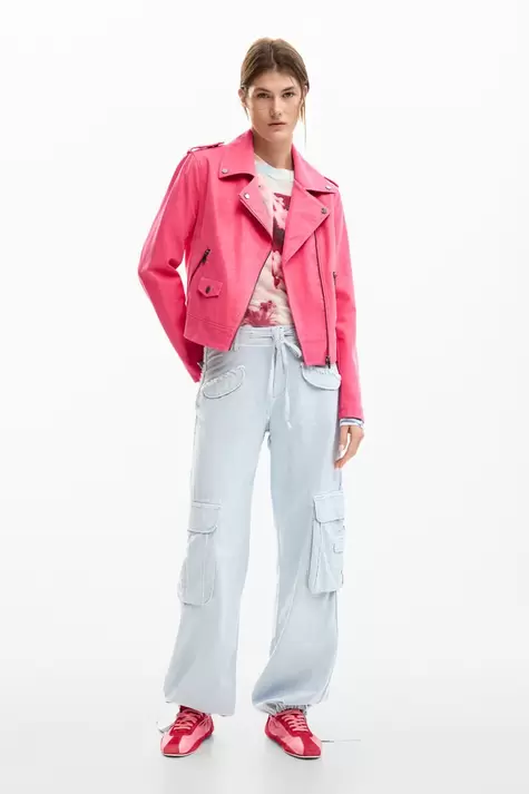 Biker jacket leather effect