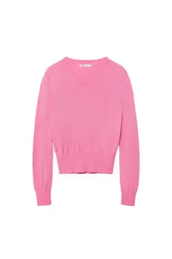 Rózsaszín V-nyakú pulóver