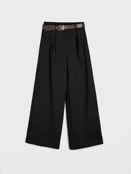 Wide leg nadrág övvel, viszkóz keverékkel