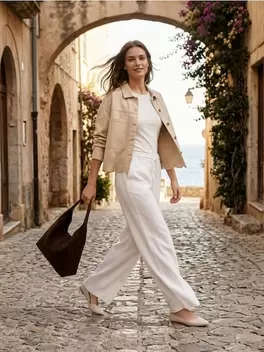 Wide leg nadrág viszkózzal és len keverékkel