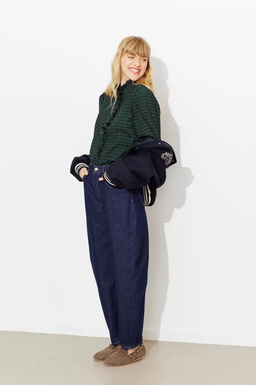 Frilly gingham shirt