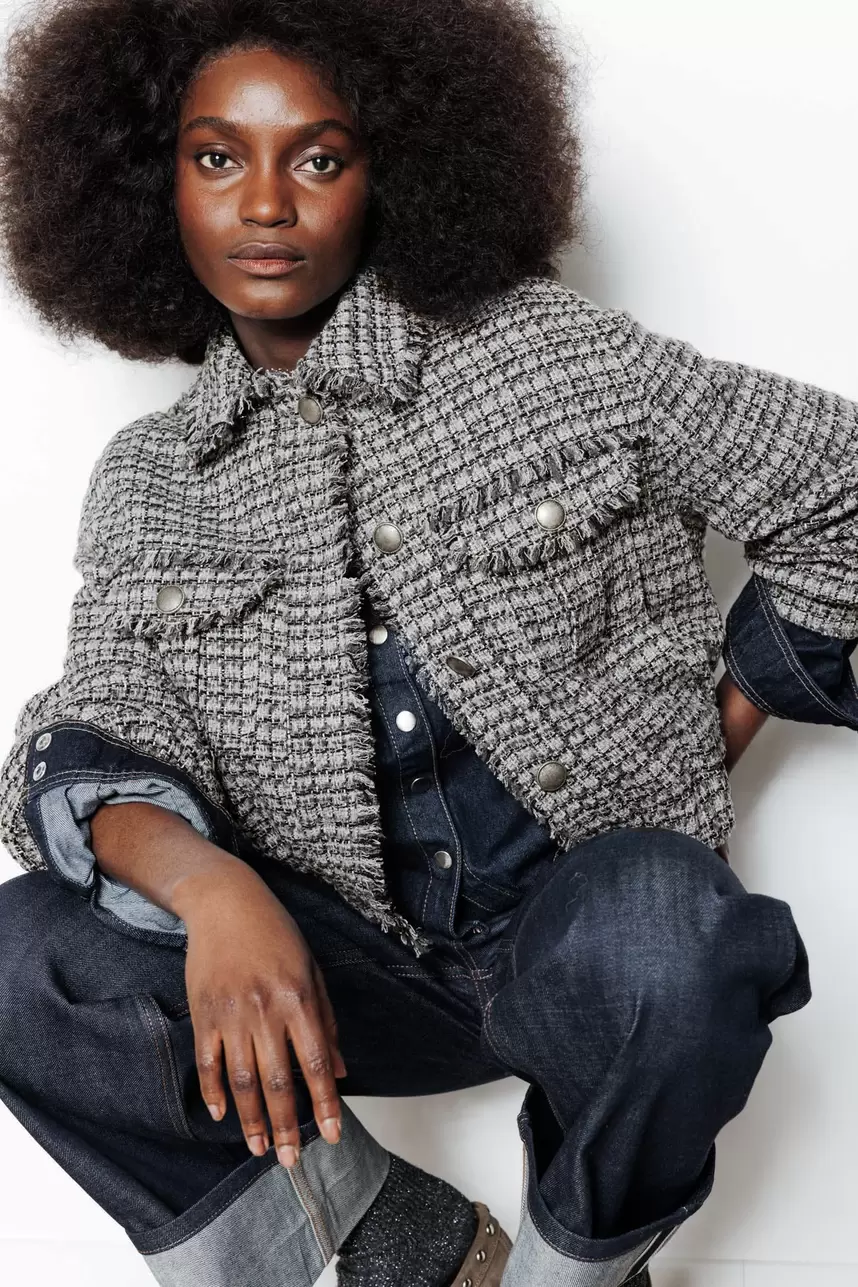 Glitzy tweed blouson