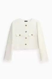 Cropped blazer with linen content - slim fit
