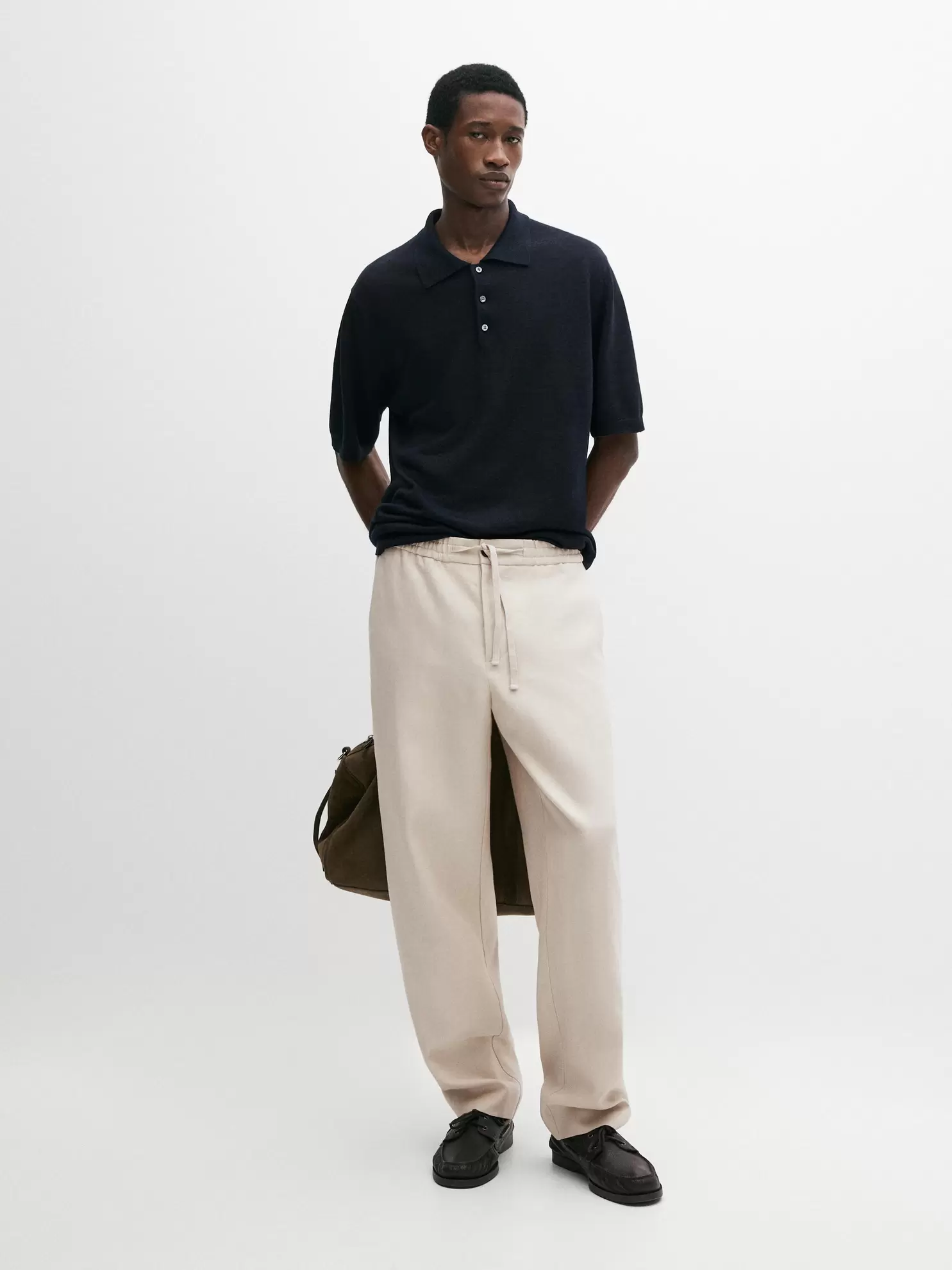 Linen knit polo sweater