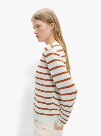 Knit cardigan with stripes