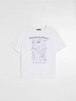 Pamut póló macska mintával