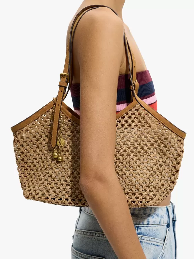 Tote bag straw effect with handle