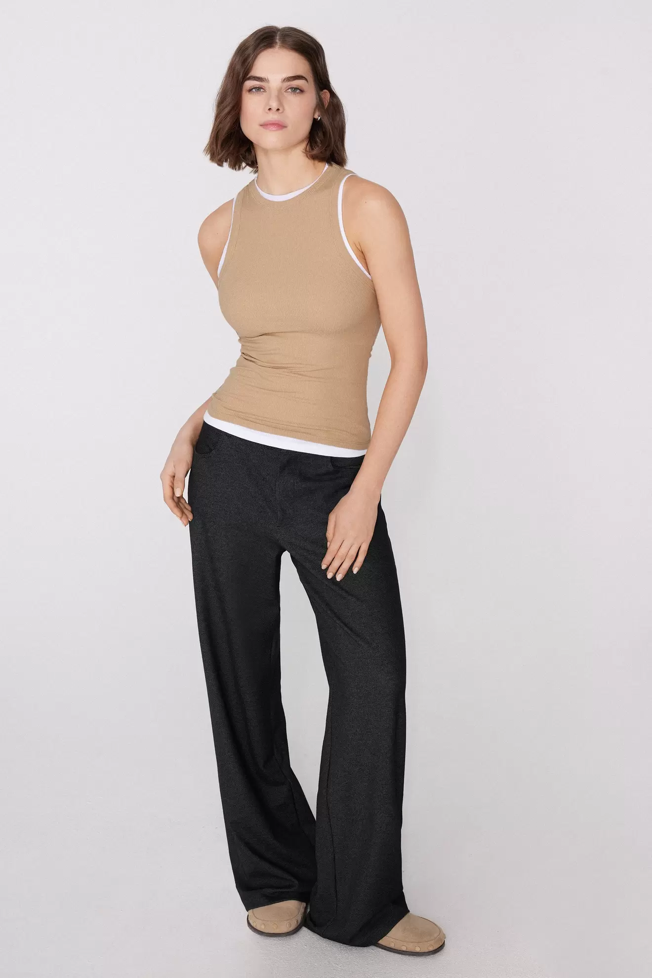 Evezős Stílusú Bordázott Pamut Trikó