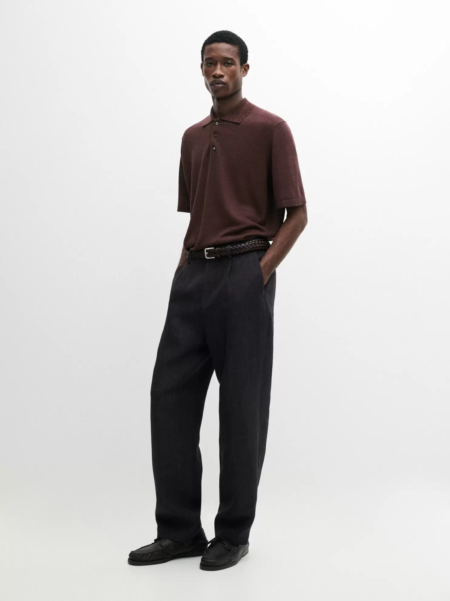 Linen knit polo sweater