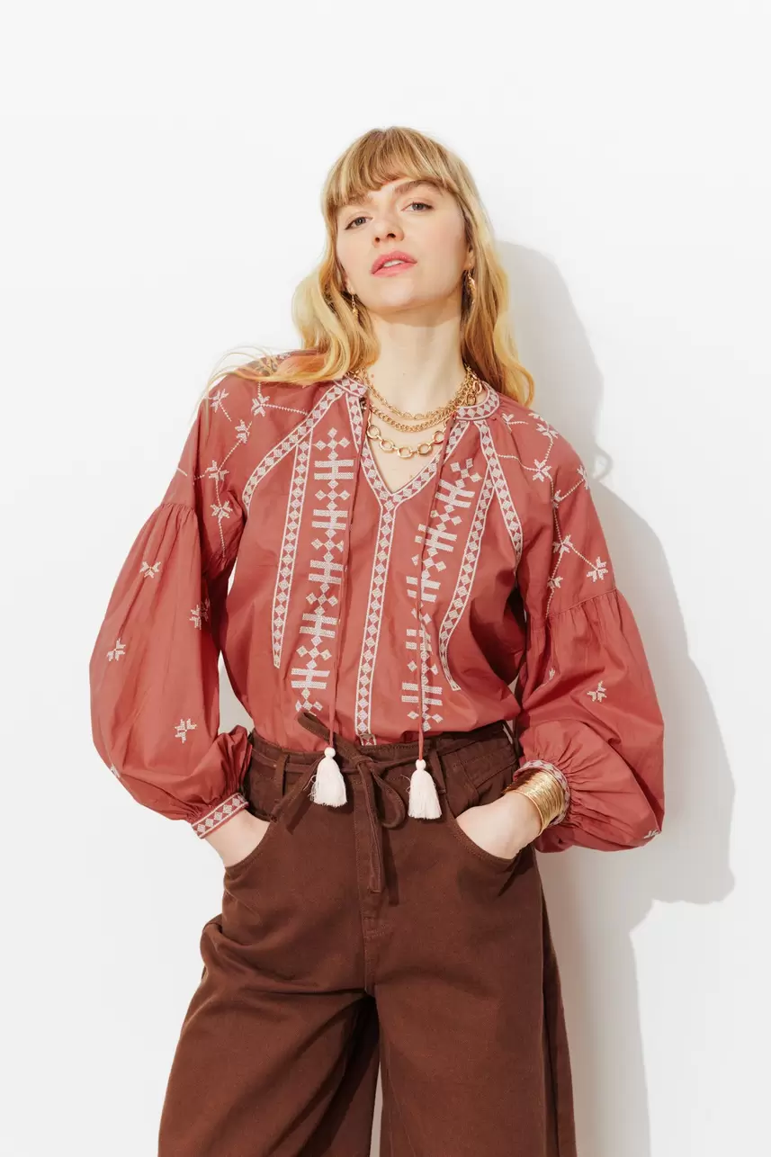 Cross-stitch embroidery blouse