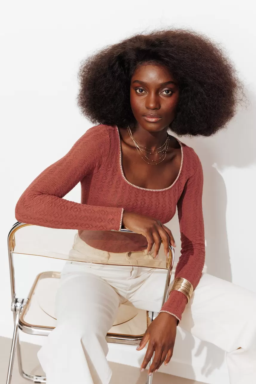 Plain pointelle t-shirt