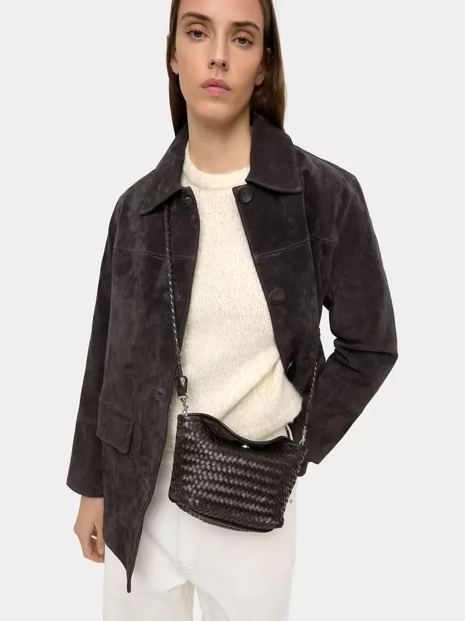 Braided leather crossbody bag