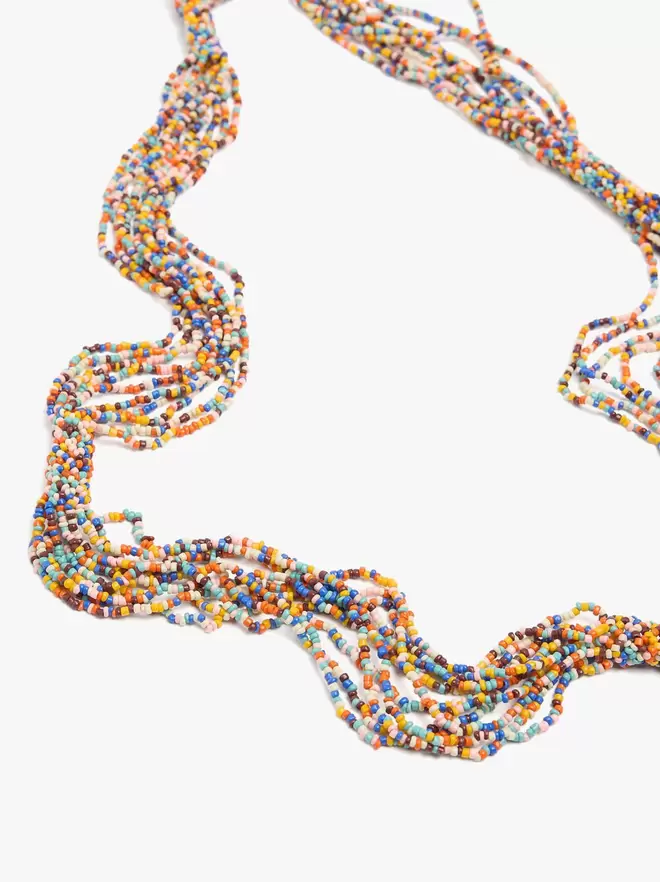 Multi-collar long beads multicolor