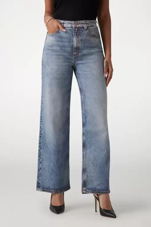 Printed wide leg jeans