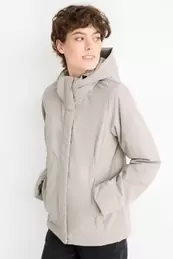 Jacket with hood - lined - water-repellent