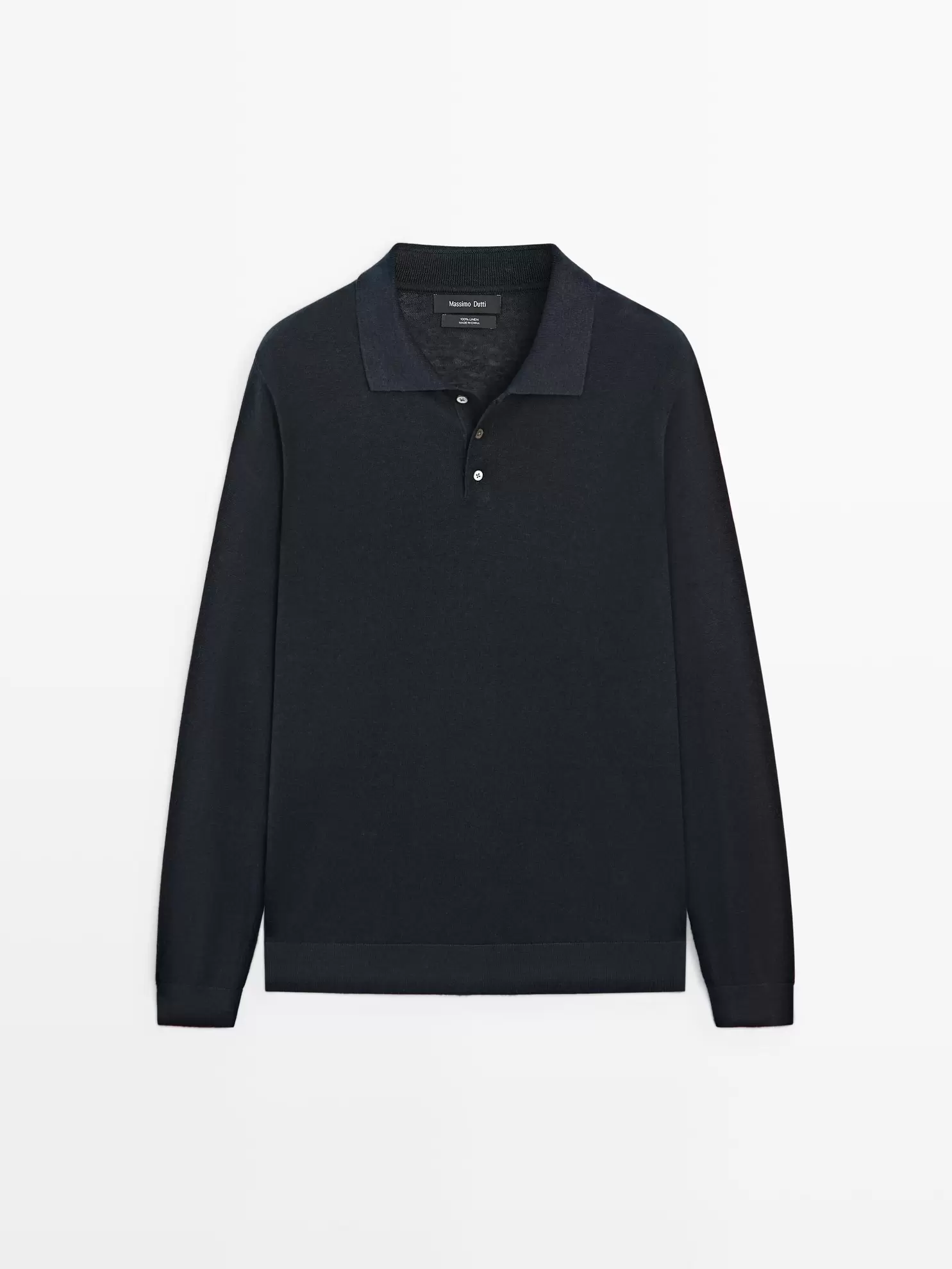 100% linen knit polo collar sweater