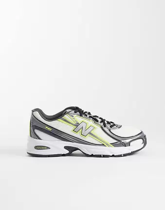 New Balance 740 trainers in white, grey and yellow