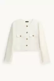 Cropped blazer with linen content - slim fit