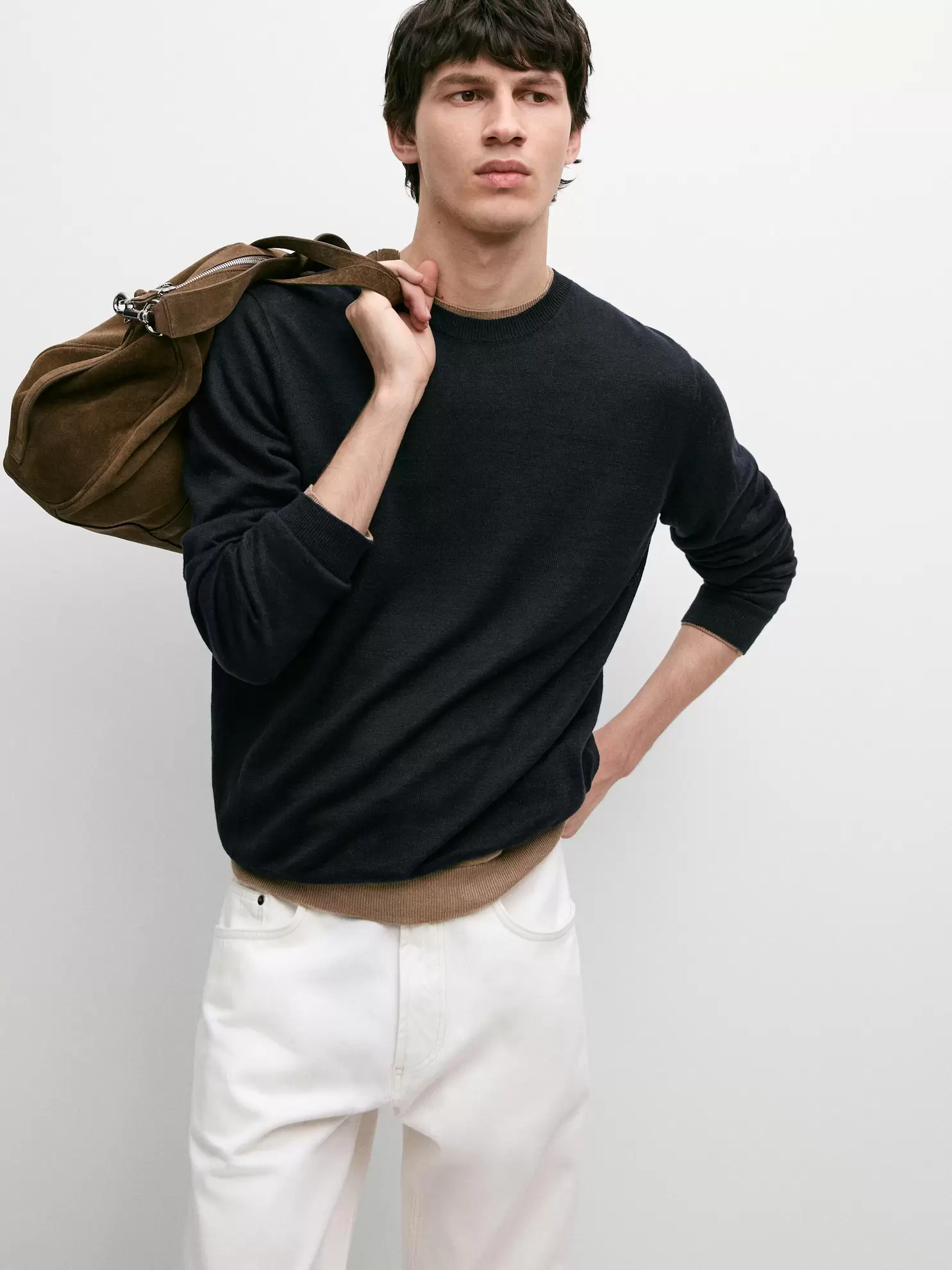 100% linen knit crew neck sweater