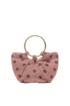 Pöttyös kézitáska fémfüllel