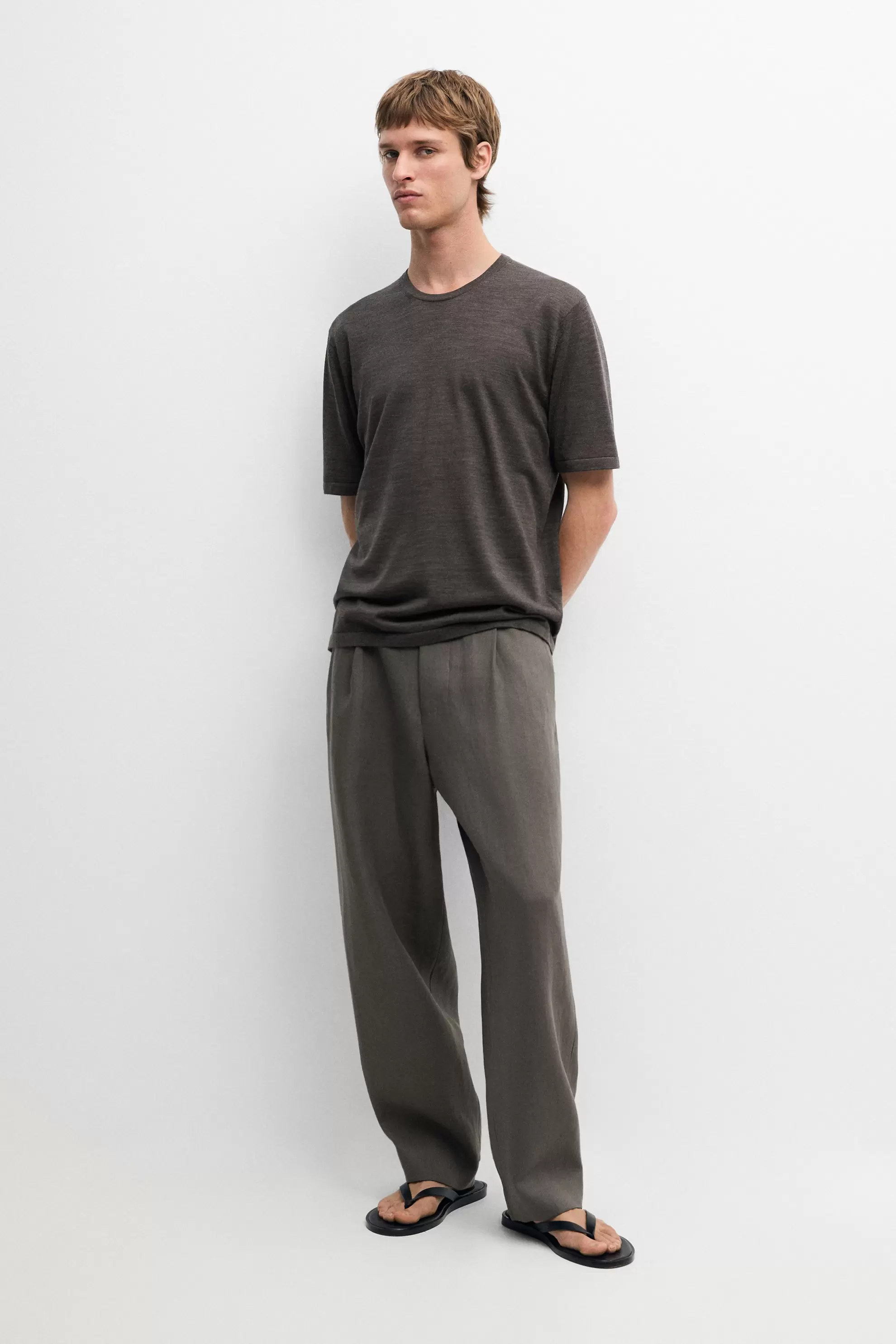Wool blend knit T-shirt