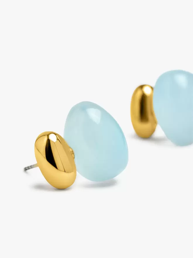 Oval earrings with stone effect