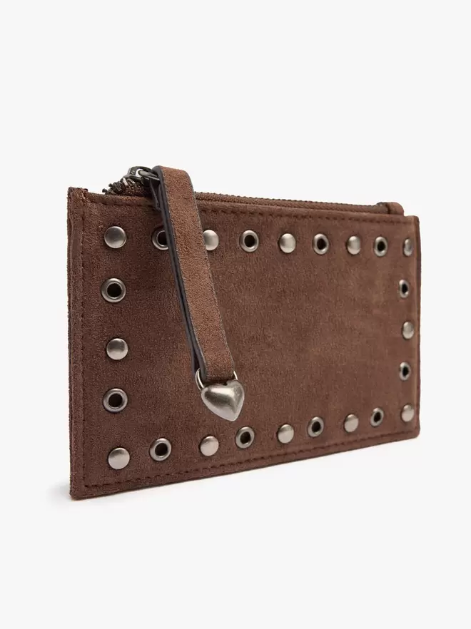 Basic leather-effect card holder with studs