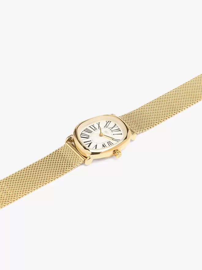 Oval watch with stainless steel metal mesh