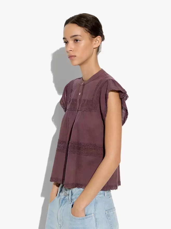 Blouse with crochet details 100% cotton
